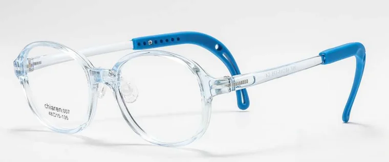 Myokids 007: Clear light blue front with blue temples