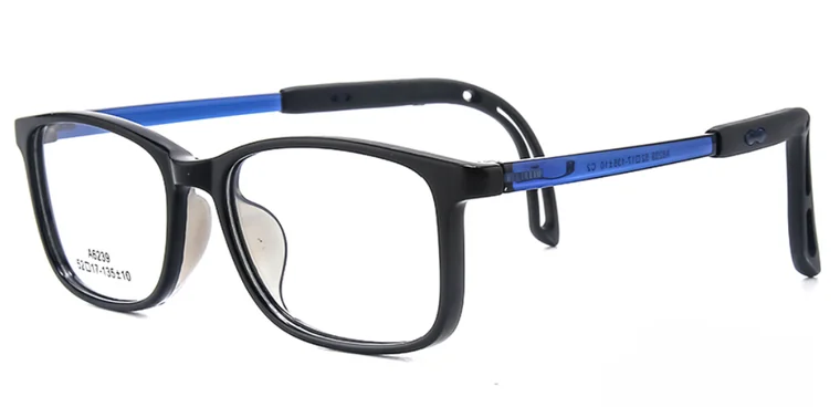 Myokids A6239: Black front with blue and dark gray temples