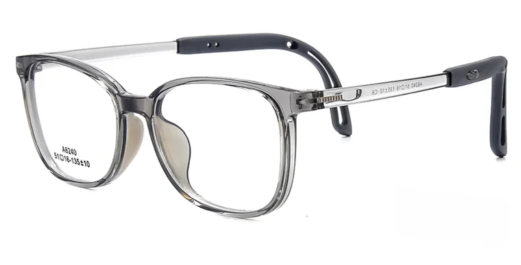 Myokids A6240: Smoky transparent gray front with dark gray temples
