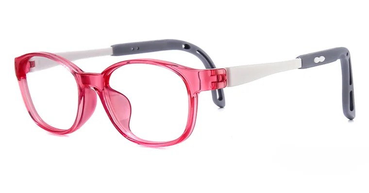 Myokids A6249: Transparent red front with gray and white temples