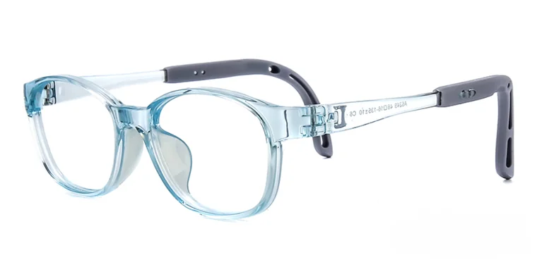 Myokids A6249: Transparent light blue front with gray temples