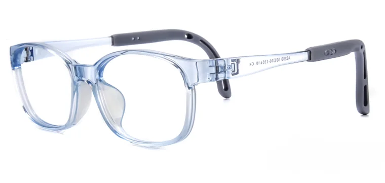 Myokids A6250: Transparent pale blue front with gray and pale blue temples